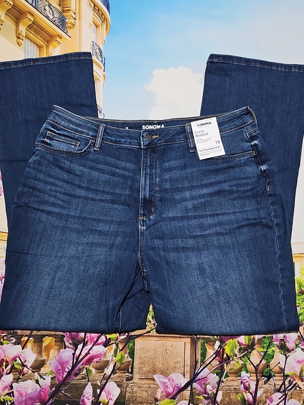 Sonoma High Waist Dark Blue Curvy Bootcut Jeans Size 18 New